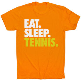 Tennis T-Shirt Short Sleeve Eat. Sleep. Tennis. [Adult Small/Orange] - SS