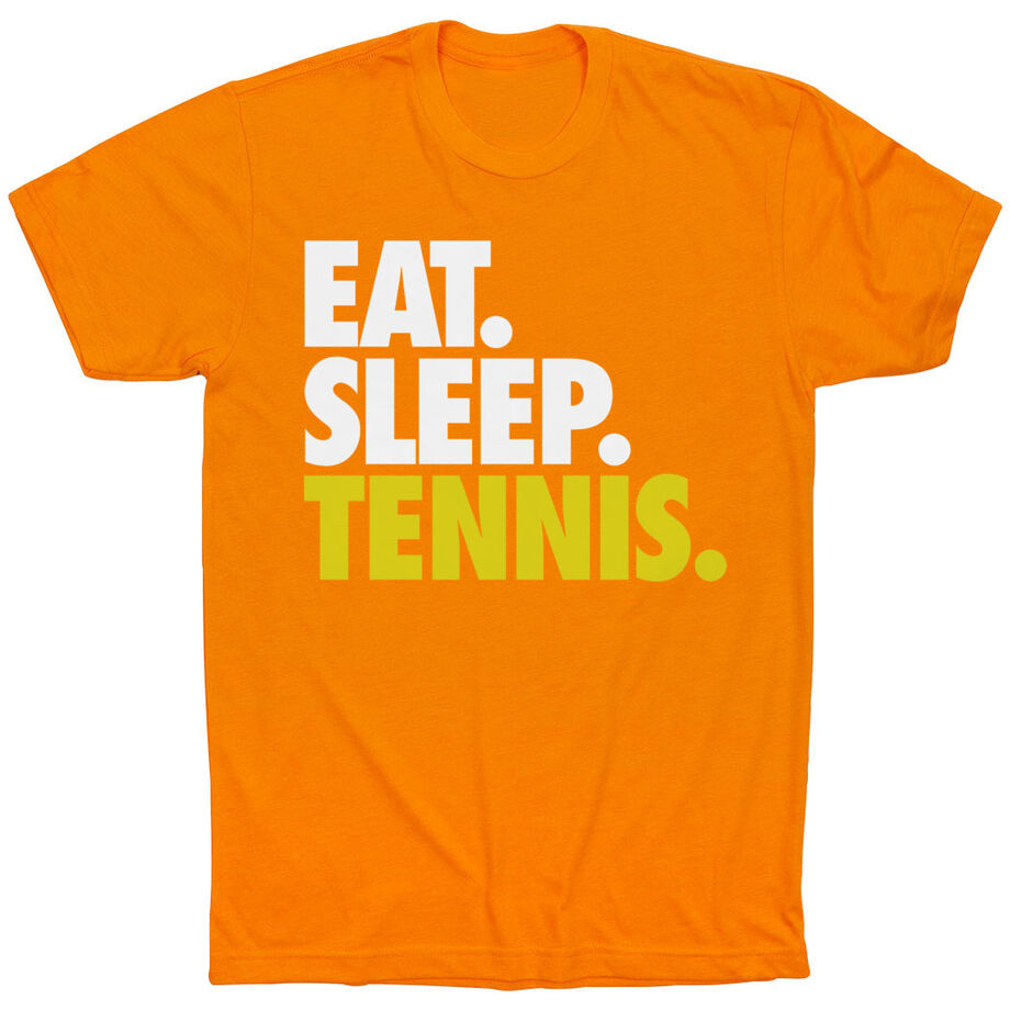 Tennis T-Shirt Short Sleeve Eat. Sleep. Tennis. [Adult Small/Orange] - SS