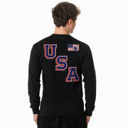 Hockey Tshirt Long Sleeve - Hockey USA Gold (Back Design)