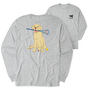 Girls Lacrosse Tshirt Long Sleeve - Chase The Lax Dog (Back Design)