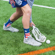 Guys Lacrosse Woven Mid-Calf Socks - Patriotic