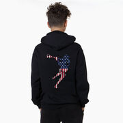 Guys Lacrosse Hooded Sweatshirt - American Flag Silhouette Lacrosse (Back Design)