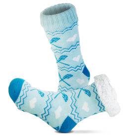 Lacrosse Slipper Socks with Sherpa Lining (Blue)