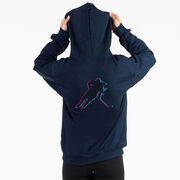 Hockey Hooded Sweatshirt - Hockey Girl Glitch (Back Design)