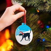 Hockey Round Ceramic Ornament - Hockey Dog