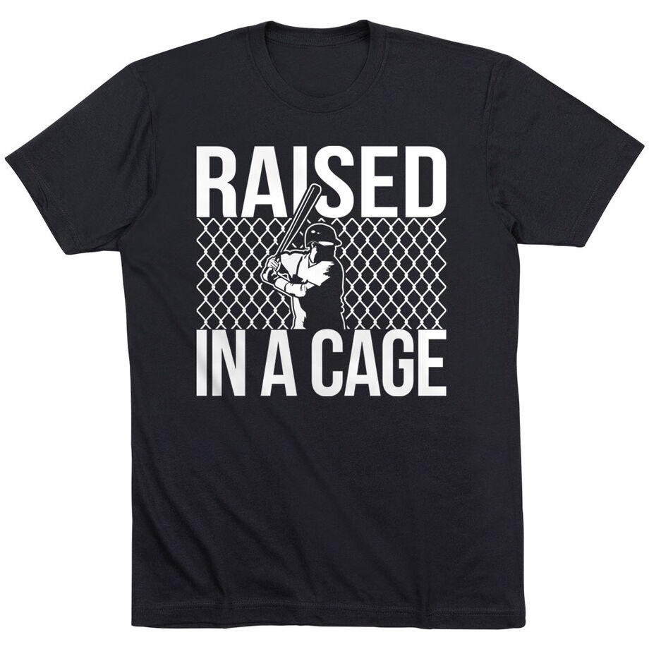 Baseball Tshirt Short Sleeve Raised in a Cage Baseball