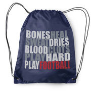Football Drawstring Backpack Bones Saying