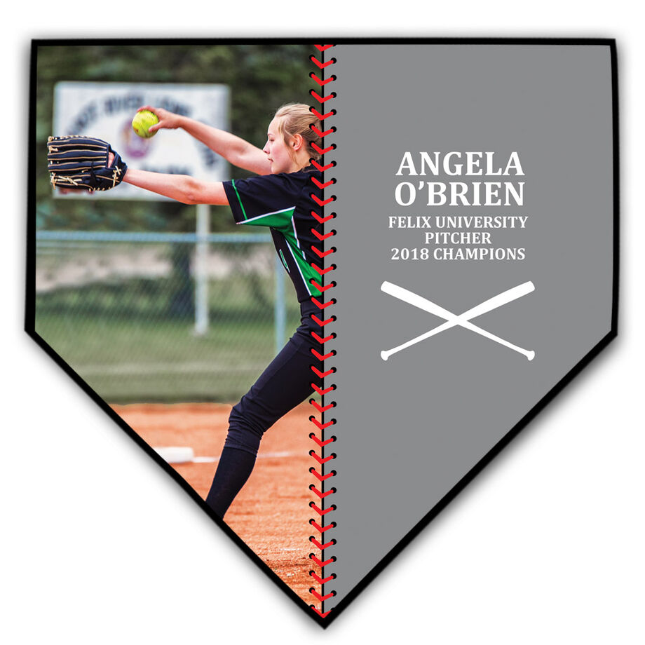 Softball Home Plate Plaque - Player Photo Stitch