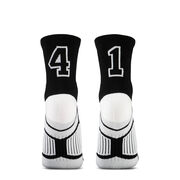 Team Number Woven Quarter Length Socks - Black