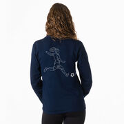 Soccer Tshirt Long Sleeve - Soccer Girl Player Sketch (Back Design)