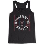 Hockey Flowy Racerback Tank Top - Rather Be Playing Hockey