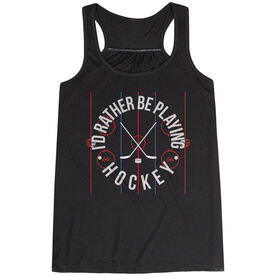 Hockey Flowy Racerback Tank Top - Rather Be Playing Hockey