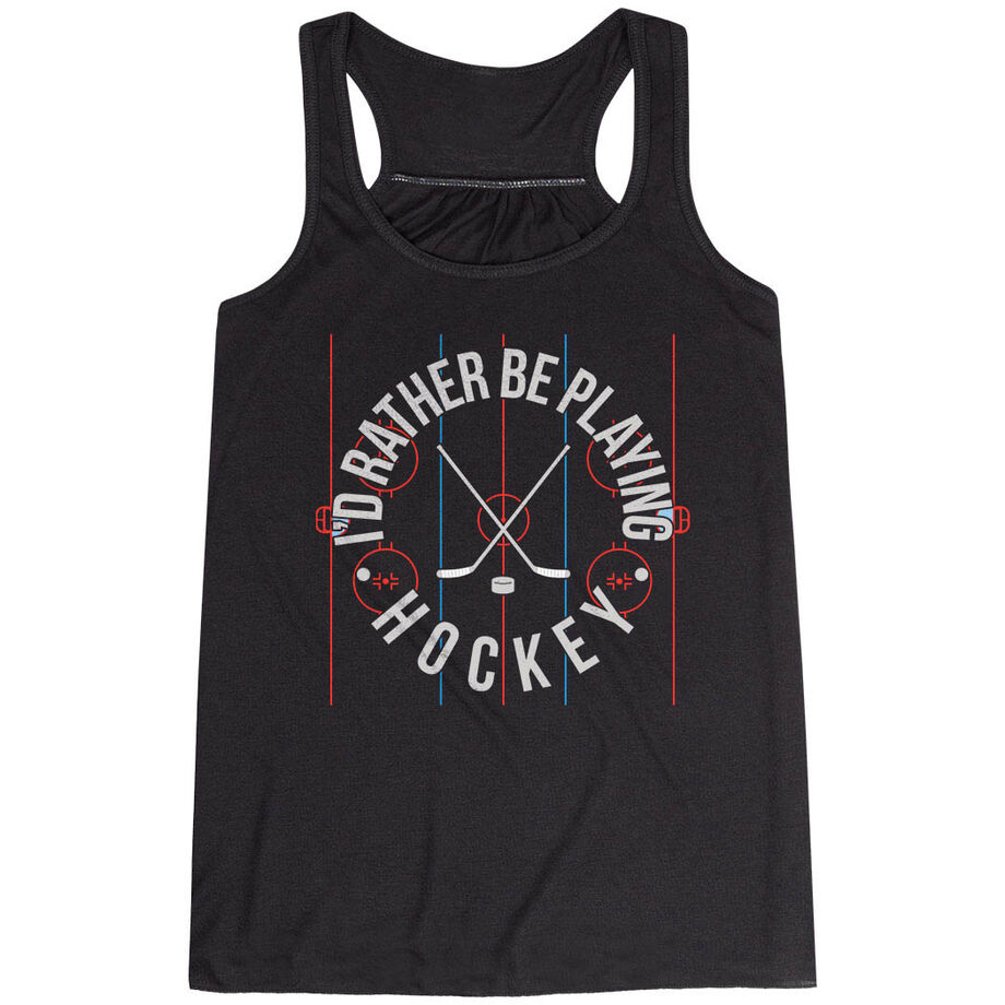 Hockey Flowy Racerback Tank Top - Rather Be Playing Hockey
