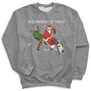 Hockey Crewneck Sweatshirt - He's Checking It Twice