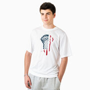 Guys Lacrosse Short Sleeve Performance Tee - Patriotic Stick