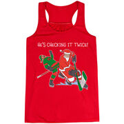Hockey Flowy Racerback Tank Top - He's Checking It Twice