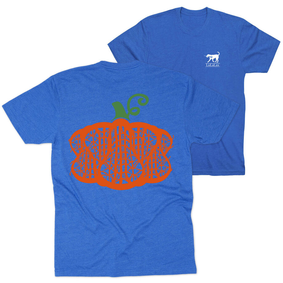 Girls Lacrosse Short Sleeve T-Shirt - Lax Stick Pumpkin (Back Design)