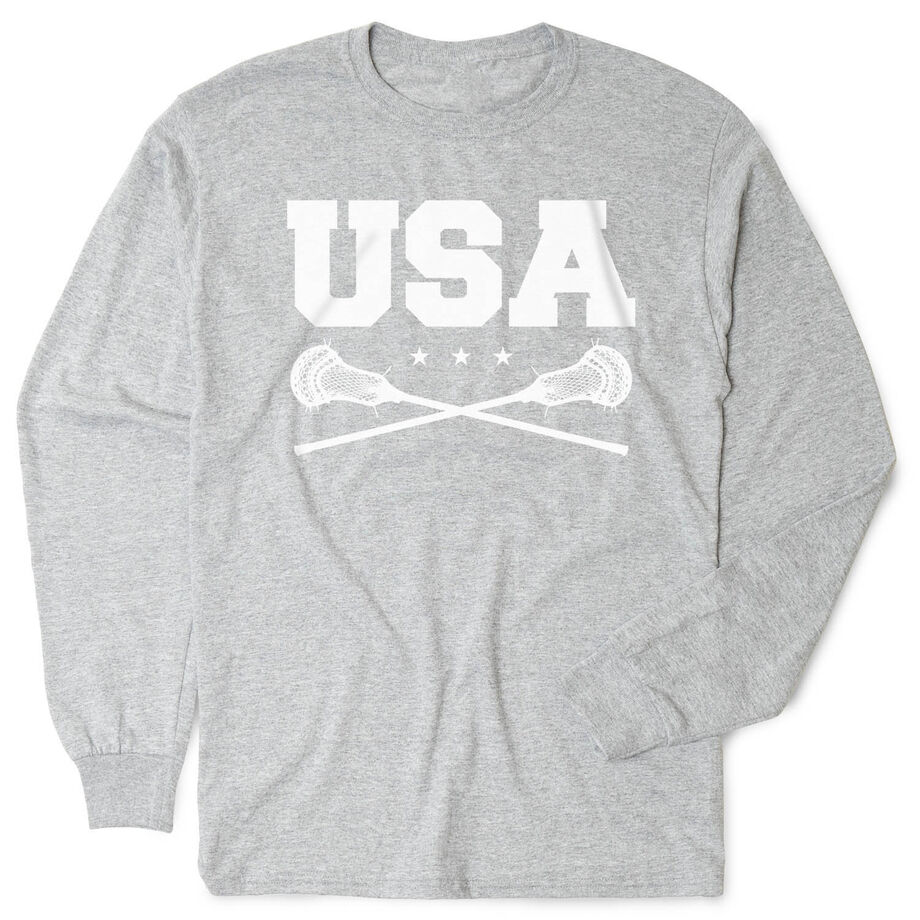 Guys Lacrosse Tshirt Long Sleeve - USA