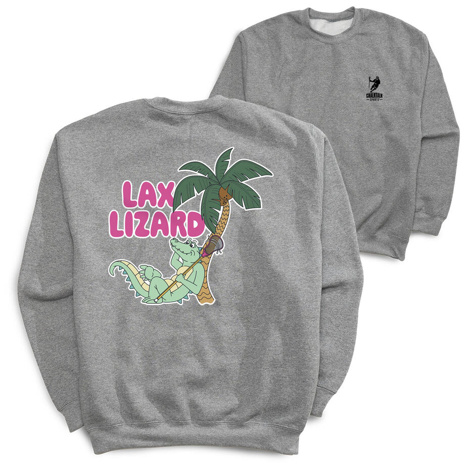 Guys Lacrosse Crewneck Sweatshirt - Lax Lizard (Back Design)