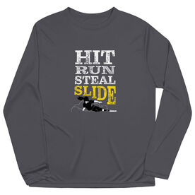 Softball Long Sleeve Performance Tee - Hit Run Steal Slide