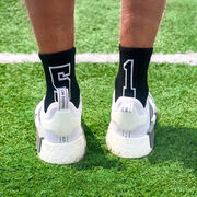 Team Number Woven Quarter Length Socks - Black