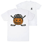 Hockey Short Sleeve T-Shirt - Helmet Pumpkin (Back Design)