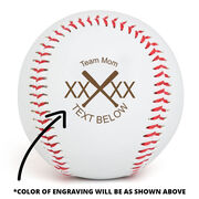 Baseball Team Mom Crossed Bats Laser Engraved Baseball
