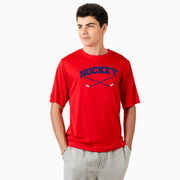 Hockey Short Sleeve Performance Tee - Hockey Crossed Sticks Logo