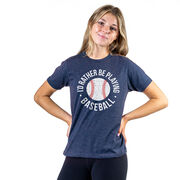 Baseball T-Shirt Short Sleeve - I'd Rather Be Playing Baseball Distressed