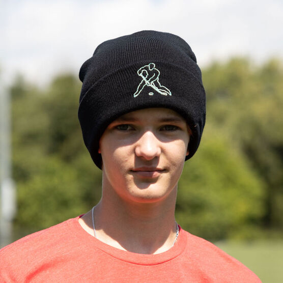 Hockey Embroidered Beanie - Hockey Player