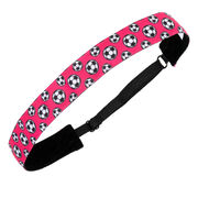 Soccer Juliband Non-Slip Headband - Soccer Balls - Pink