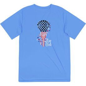 Girls Lacrosse Short Sleeve Performance Tee - Patriotic Lax Girl