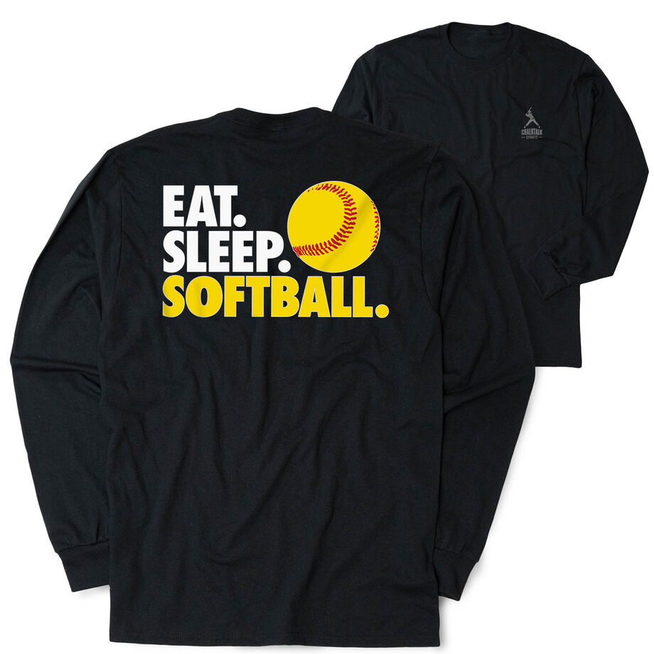 Softball Tshirt Long Sleeve - Eat. Sleep. Softball (Back Design)