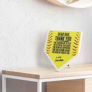 Premier Wooden Softball Home Plate Plaque - Dear Dad