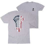 Guys Lacrosse Short Sleeve T-Shirt - Patriotic Stick (Back Design)