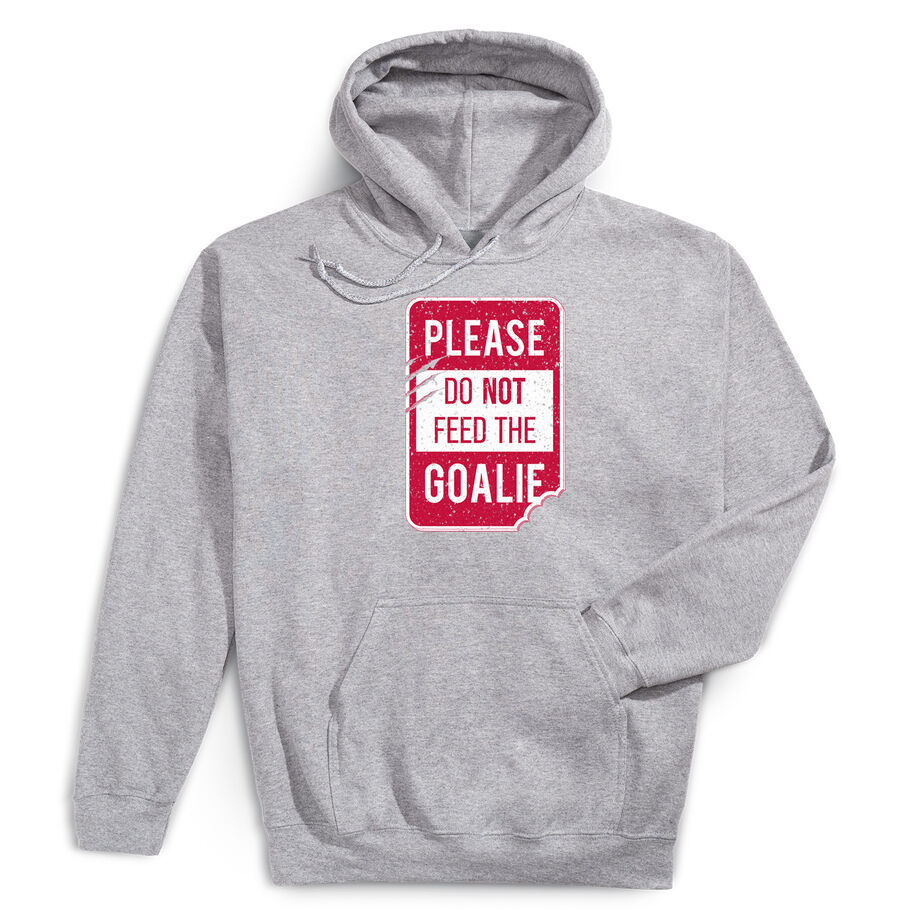 Hooded Sweatshirt - Don’t Feed The Goalie [Adult Medium/Gray] - SS