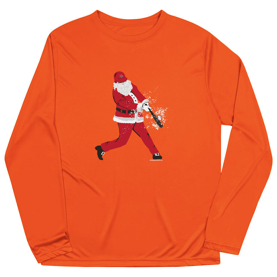 Baseball Long Sleeve Performance Tee - Home Run Santa