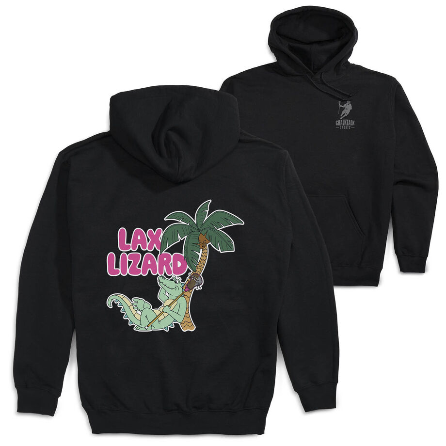 Guys Lacrosse Hooded Sweatshirt - Lax Lizard (Back Design)