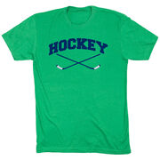 Hockey Tshirt Short Sleeve Hockey Crossed Sticks Logo