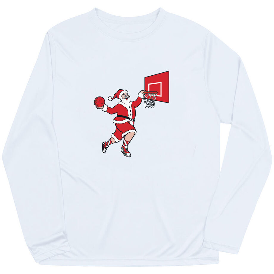Basketball Long Sleeve Performance Tee - Slam Dunk Santa