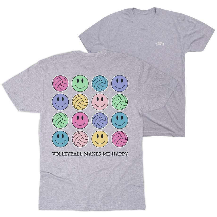 Volleyball Short Sleeve T-Shirt - Volleyball Makes Me Happy (Back Design)
