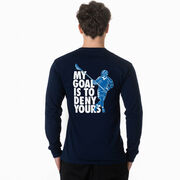 Guys Lacrosse Tshirt Long Sleeve - My Goal Is To Deny Yours Defenseman (Back Design)