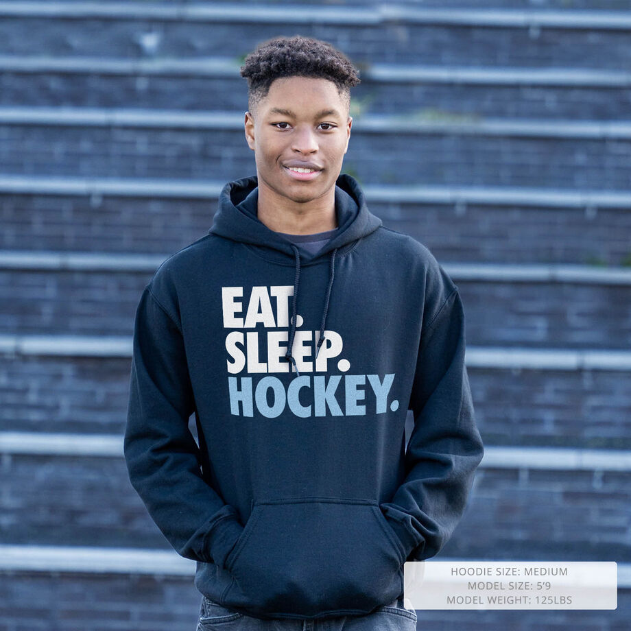 Dope Mens The Front Print Hockey Hoodie Sweatshirt, Black, Medium
