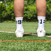 Team Number Woven Mid-Calf Socks - White/Black Stripe