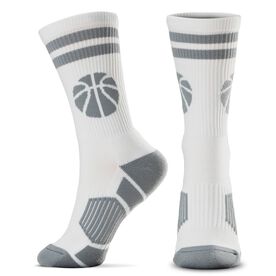 Basketball Mid-Calf Sock - Ball - White/Gray