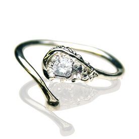 Sterling Silver Adjustable Lacrosse Stick Ring with Cubic Zirconia