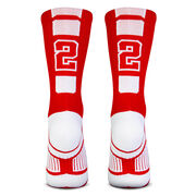 Team Number Woven Mid-Calf Socks - Red