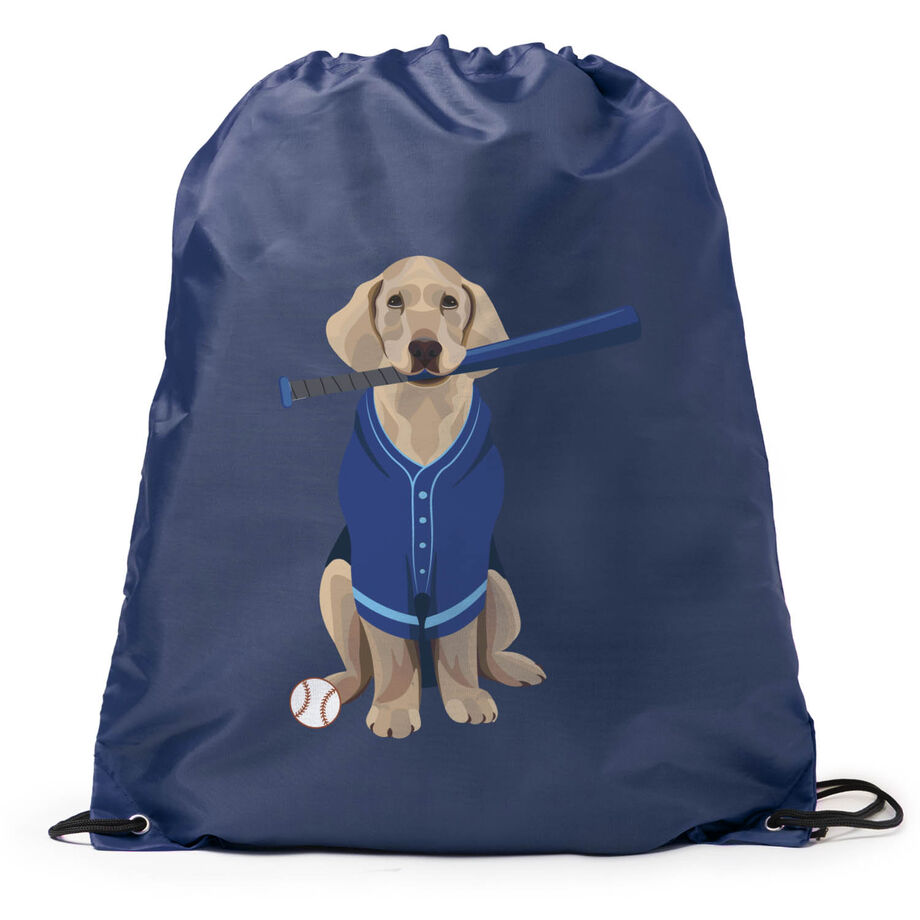 Baseball Drawstring Backpack - Dinger the Baseball Dog