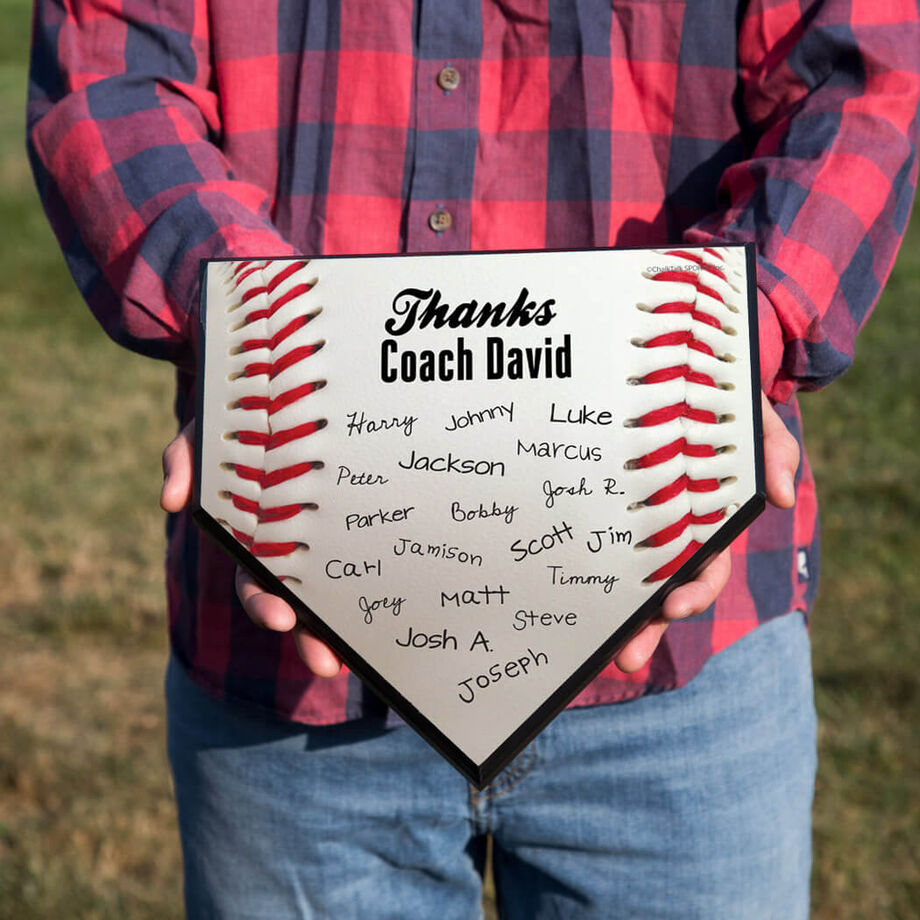 Baseball Personalized Thanks Coach Baseball Home Plate Plaque |  ChalkTalkSPORTS