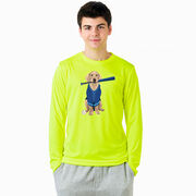 Baseball Long Sleeve Performance Tee - Dinger the Baseball Dog